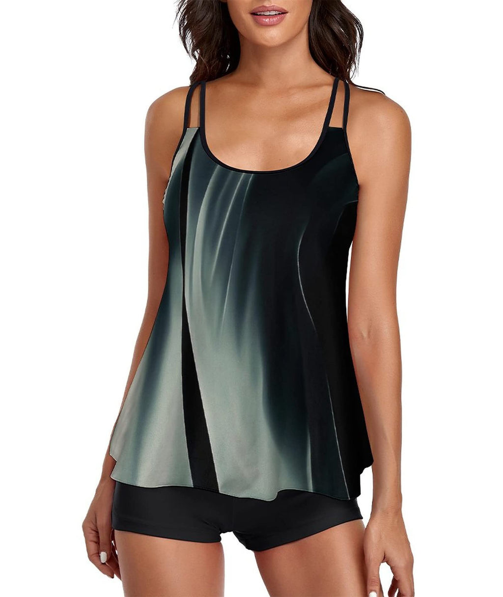 2026 Women Two Piece Tankini Swimsuit Tummy Control Plus Size Long Torso Top and High Waisted Boyshorts Bathing Suits