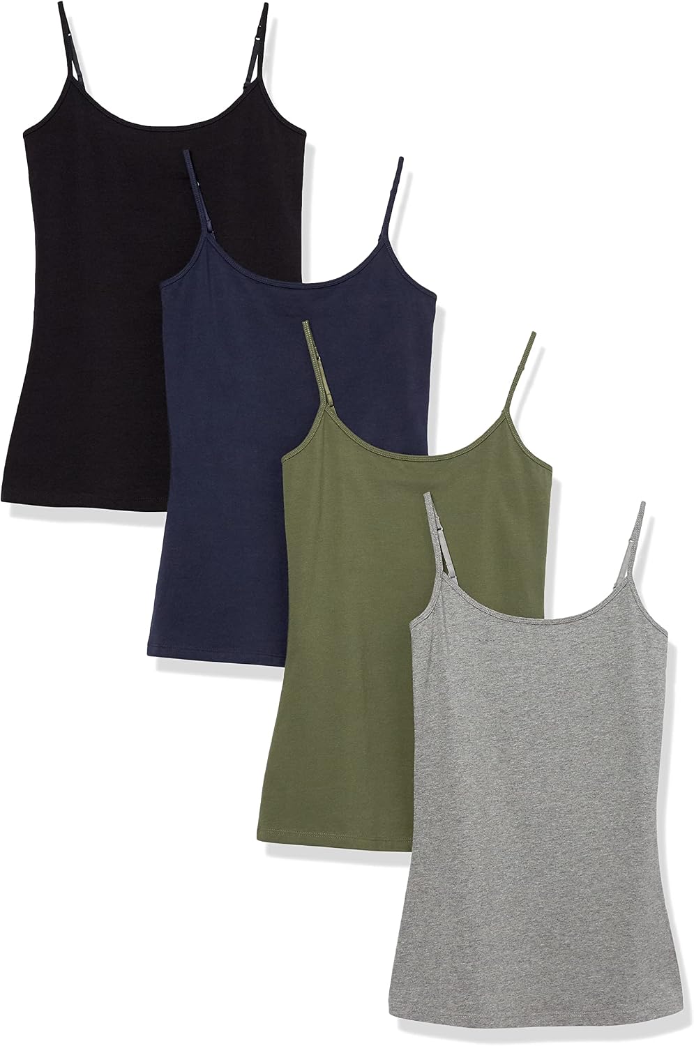 Amazon Essentials Women's Slim-Fit Camisole for Layering and Everyday Wear, Pack of 4