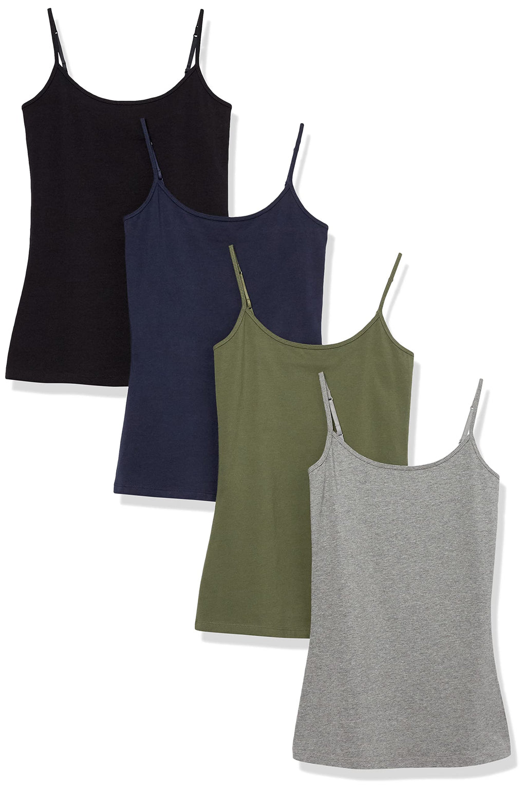 Amazon Essentials Women's Slim-Fit Camisole for Layering and Everyday Wear, Pack of 4