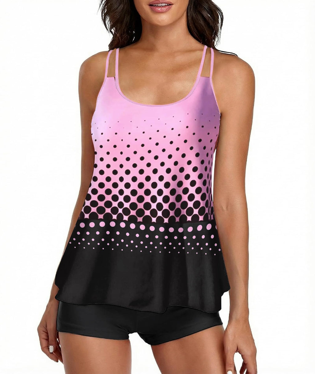 2026 Women Two Piece Tankini Swimsuit Tummy Control Plus Size Long Torso Top and High Waisted Boyshorts Bathing Suits