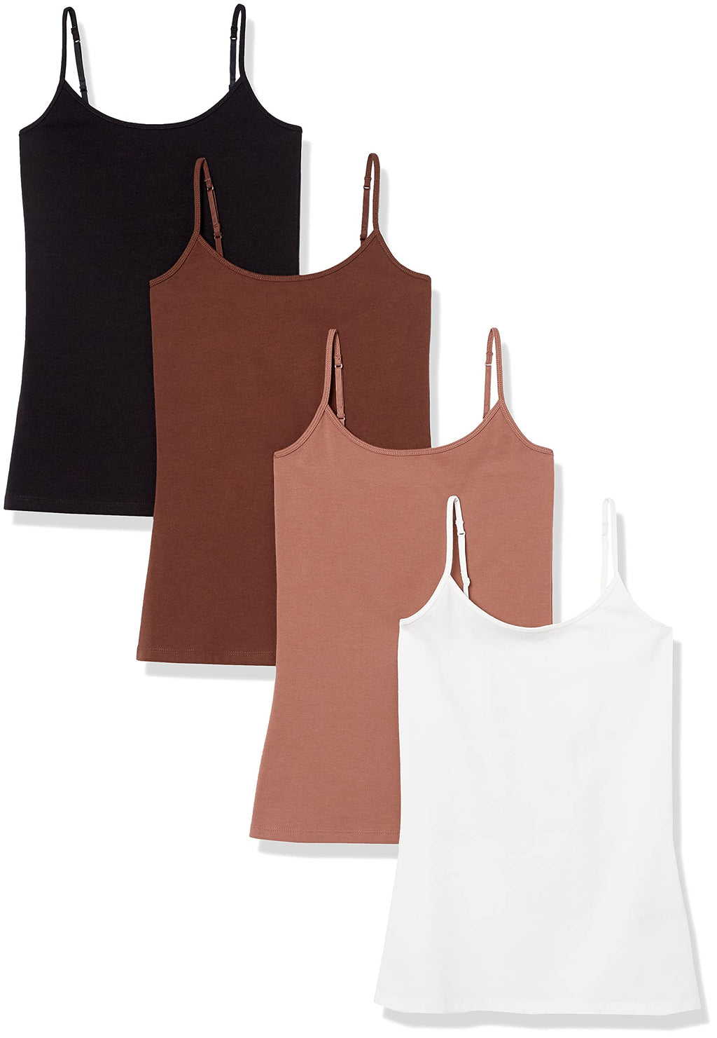 Amazon Essentials Women's Slim-Fit Camisole for Layering and Everyday Wear, Pack of 4