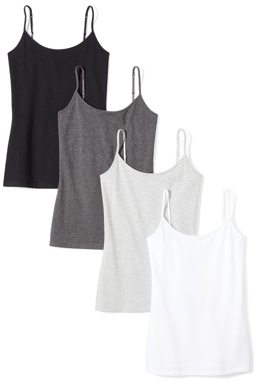 Amazon Essentials Women's Slim-Fit Camisole for Layering and Everyday Wear, Pack of 4