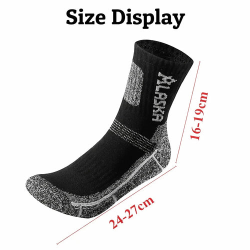 2 Pairs Winter Thermal Men Sports Socks Outdoor Warm Cycling Running Hiking Skiing Breathable Professional Crew Socks
